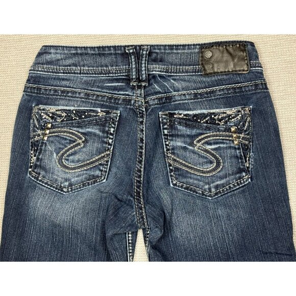 Silver Jeans Co Suki Low-Rise Bootcut Jeans W27/L33 Embroidered Studs Rhinestone - Picture 4 of 15